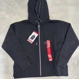 DKNY Womens New Black Hoodie Full Zipper & Pockets Size XS